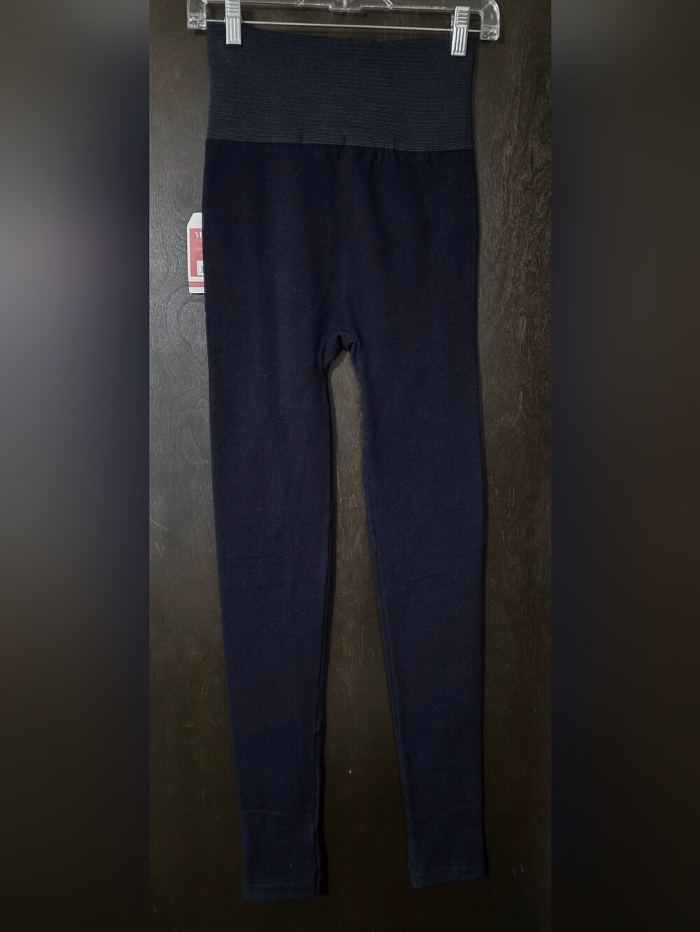 MAZE Collection Cozy Fleece-Lined Tummy Control High Waist Navy Leggings Sz S-M - Picture 3 of 9